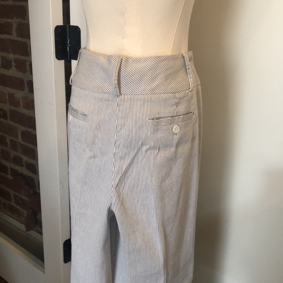 Anthropologie Designer Pants White w/Blue pinstripes EUC - Picture 3 of 7